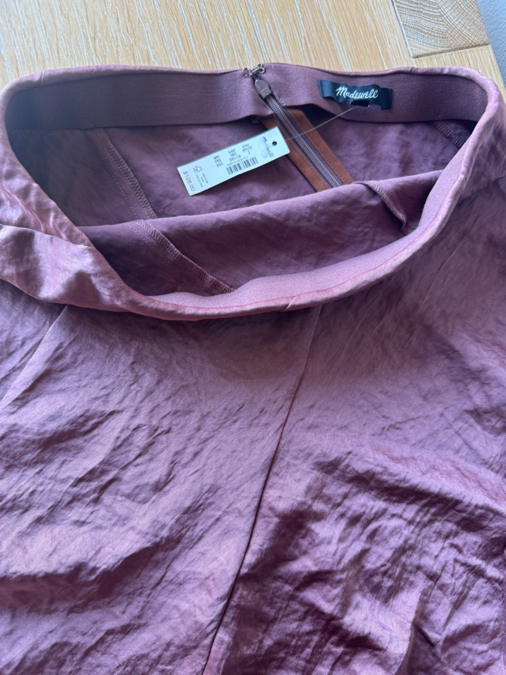 NWT! MADEWELL Women’s Bias-Cut Slip Midi Skirt in Satin, Burnt Soil, Size 2 - Picture 10 of 16